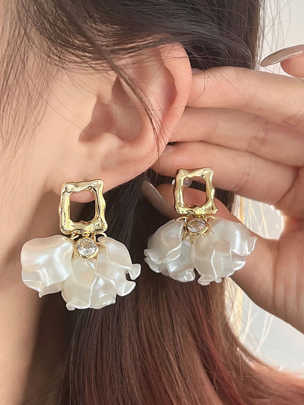 Boucles d'oreilles pendantes géométriques en forme de feuilles, à strass