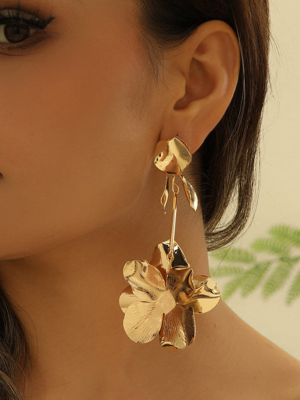 Boucles d'oreilles pendantes géométriques en forme de fleur