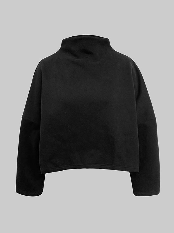 Sweat-shirt à manches longues et col rond de couleur unie