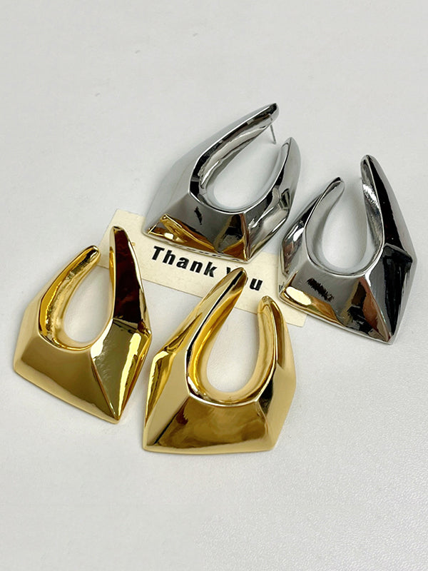 Boucles d'oreilles pendantes géométriques ajourées normcore