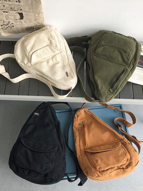 Sac décontracté à fermeture éclair, couleur unie