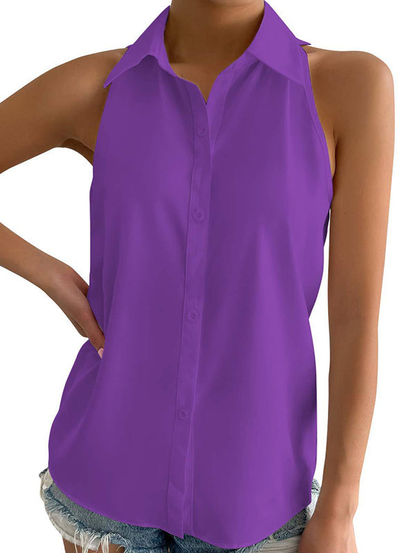 Chemisier ample grande taille, à empiècements, à col revers, couleur unie