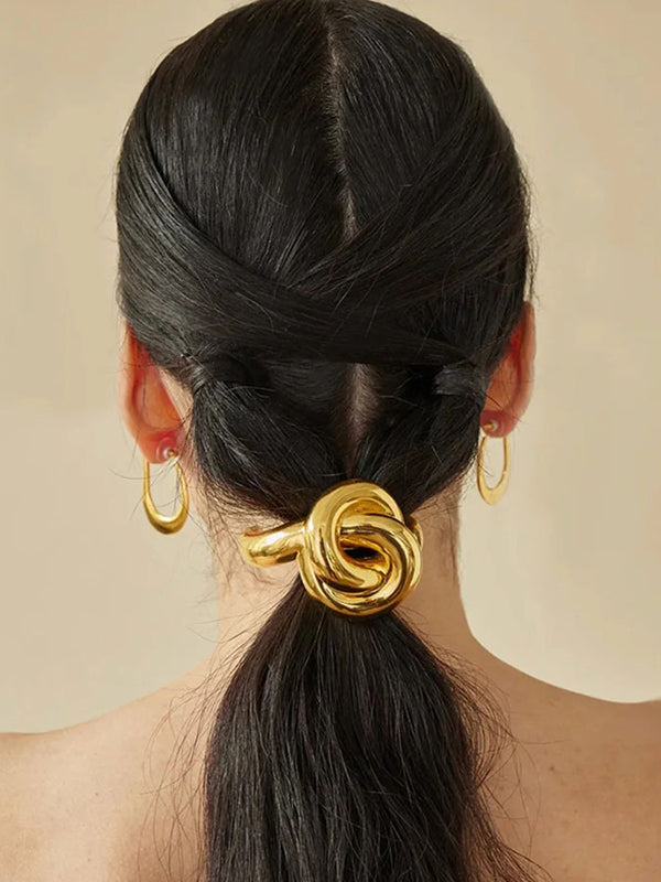 Élastique à cheveux minimaliste avec nœud en métal