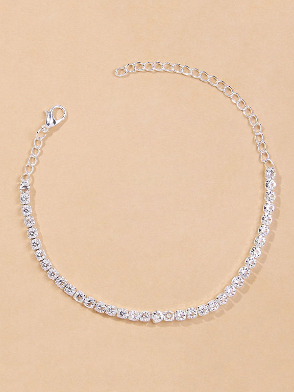 Chaîne de pied simple en strass brillant