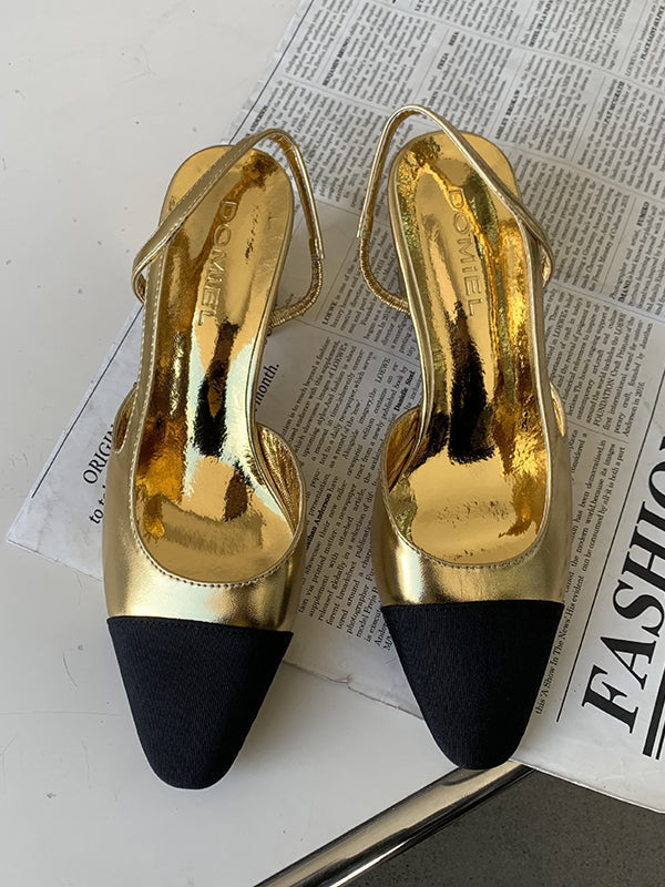 Chaussures à brides rondes à bout pointu de couleur contrastée