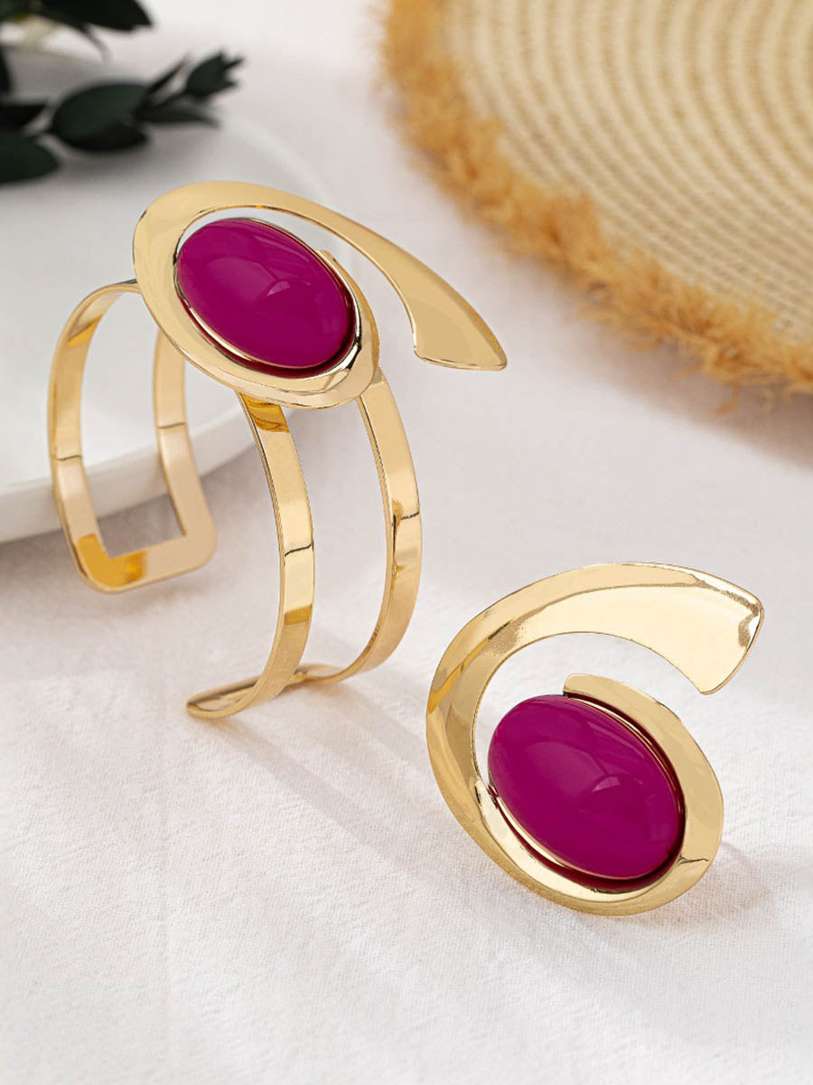 Parure bracelet et bague géométrique