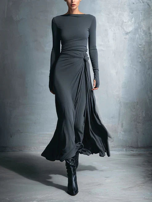 Emma | Robe maxi femme avec nœud latéral