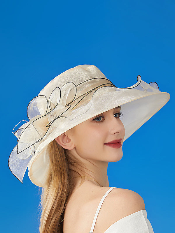 Chapeau de soleil transparent en forme de fleur, à empiècements