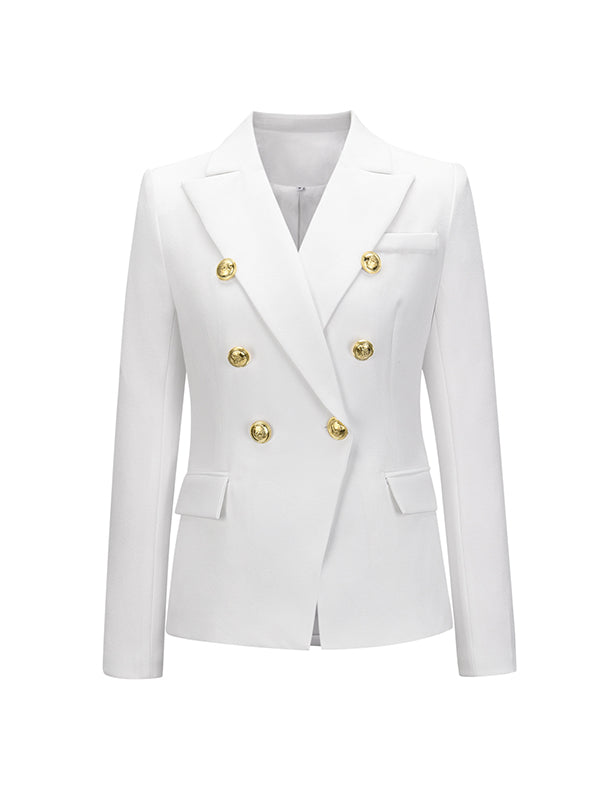 Blazer boutonné à manches longues, à col cranté