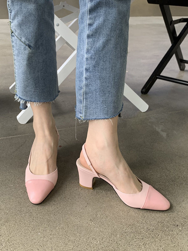 Chaussures à brides rondes à bout pointu de couleur contrastée