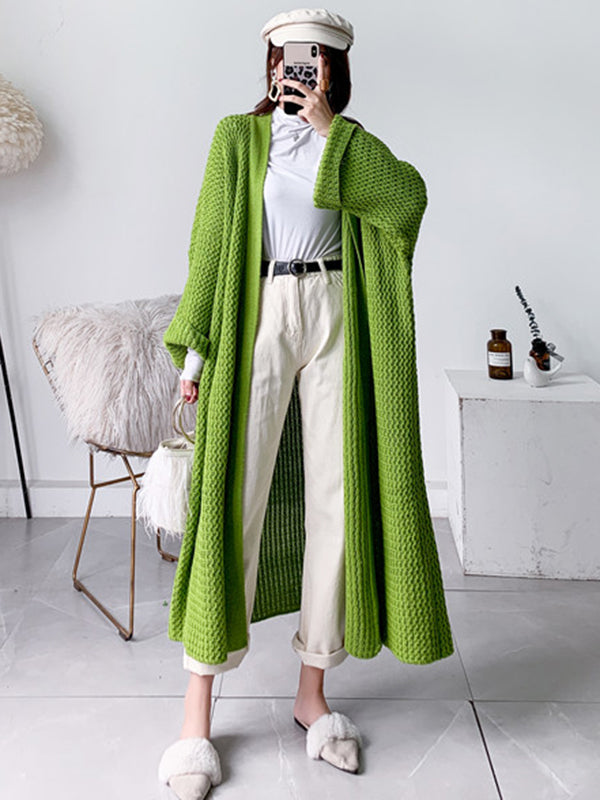 Cardigan en tricot à fil épais, ample, surdimensionné, couleur unie, urbain, manteaux