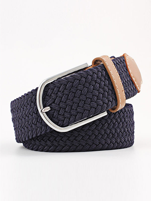 Ceinture tissée de couleurs contrastées simples, 20 couleurs