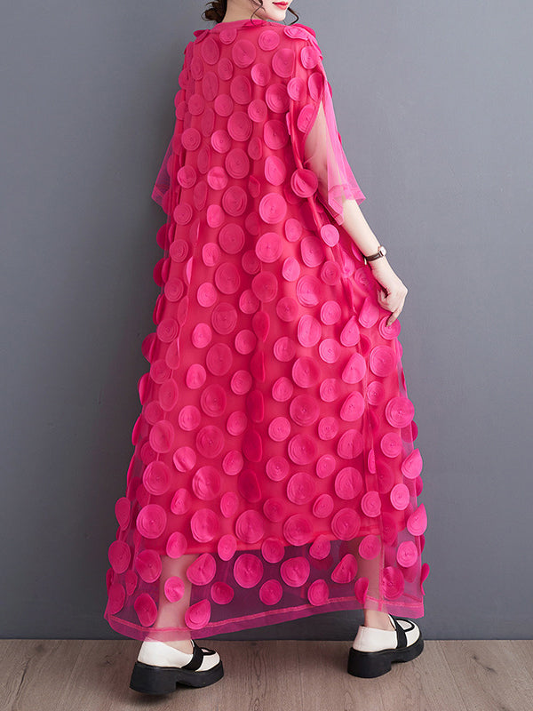 Robe mi-longue ample asymétrique à manches courtes, en gaze, à empiècements, à col rond