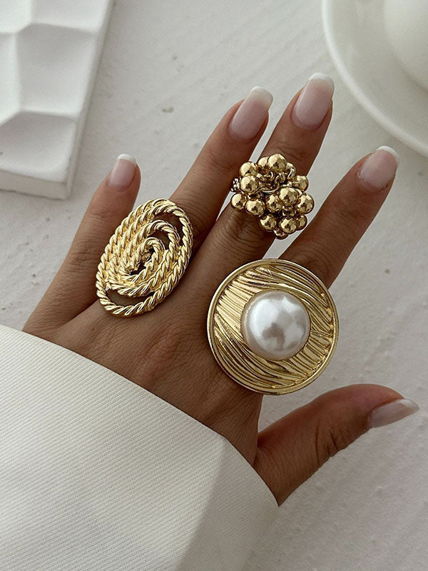 Bague perlée géométrique couleur unie