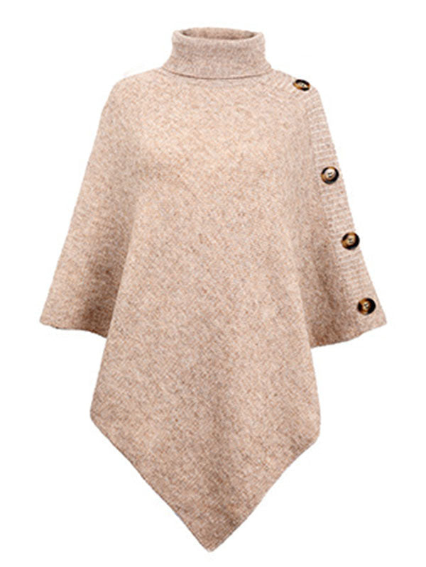 Cape pull décontractée à col haut, 7 couleurs