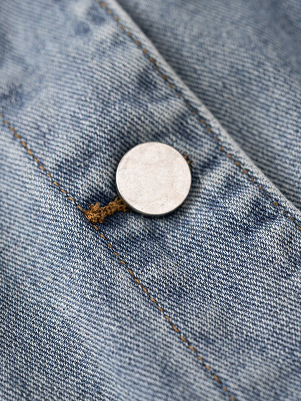 Gilet sans manches simple à empiècements, en jean, couleur unie