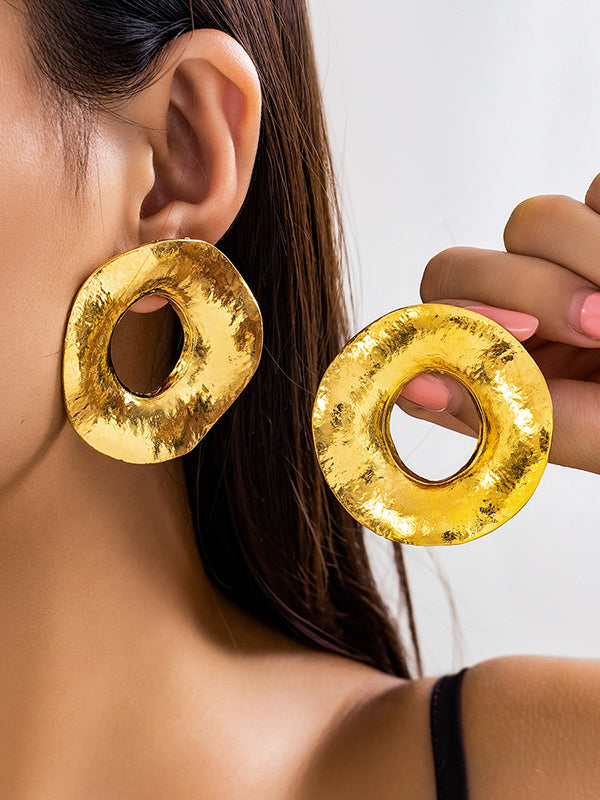 Boucles d'oreilles pendantes géométriques ajourées couleur unie