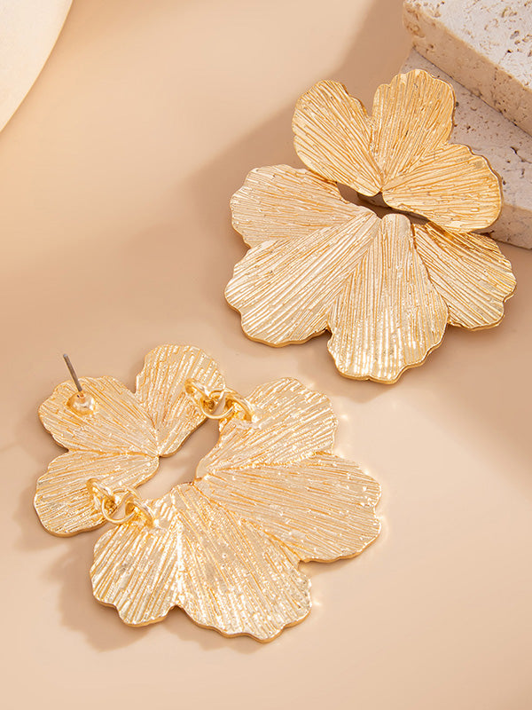 Boucles d'oreilles à coupe irrégulière, en forme de fleur