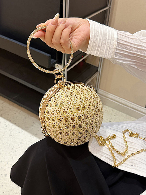 Sac à main géométrique brillant à chaîne, à strass