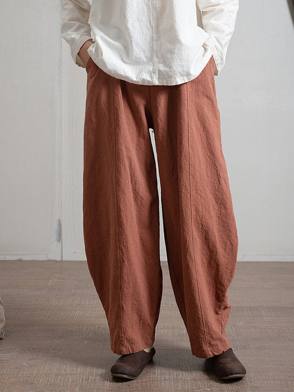 Pantalon simple taille haute, à jambes larges, couleur unie
