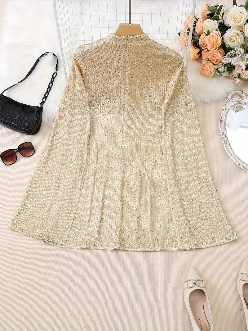 Robe mini en sequins à contraste élégante et chic
