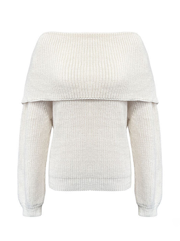 Pull ample à manches longues, à empiècements, à col rond, couleur unie