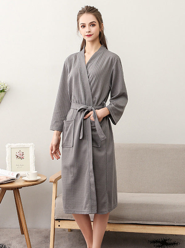 Robe de pyjama fine à bandage solide et confortable