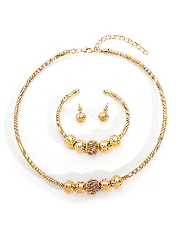 Ensemble trois pièces géométrique – collier + bracelet + boucles d'oreilles