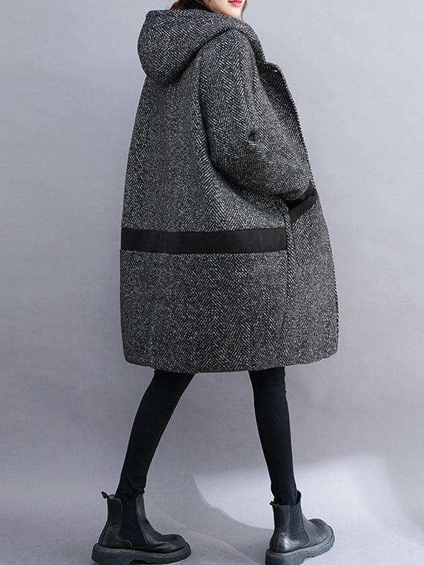 Veste ample chaude à manches longues, à capuche