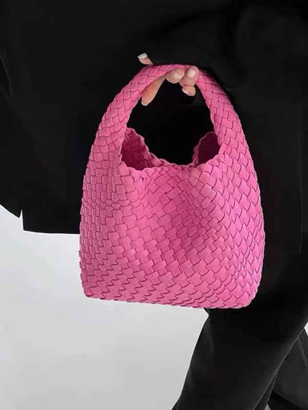 Sac à main tressé couleur unie