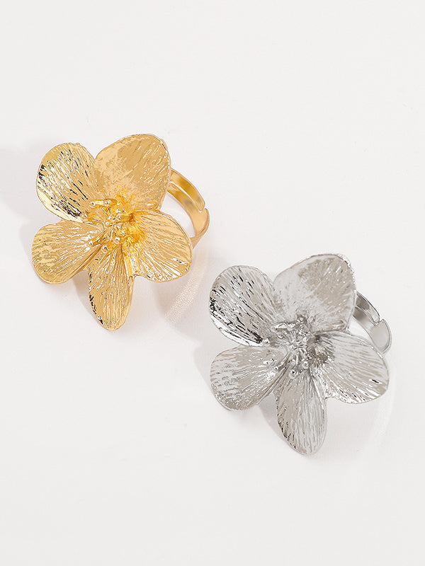 Parure collier et bague en forme de fleur