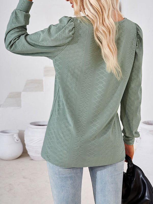 T-shirt ample en jacquard, à col carré, couleur unie