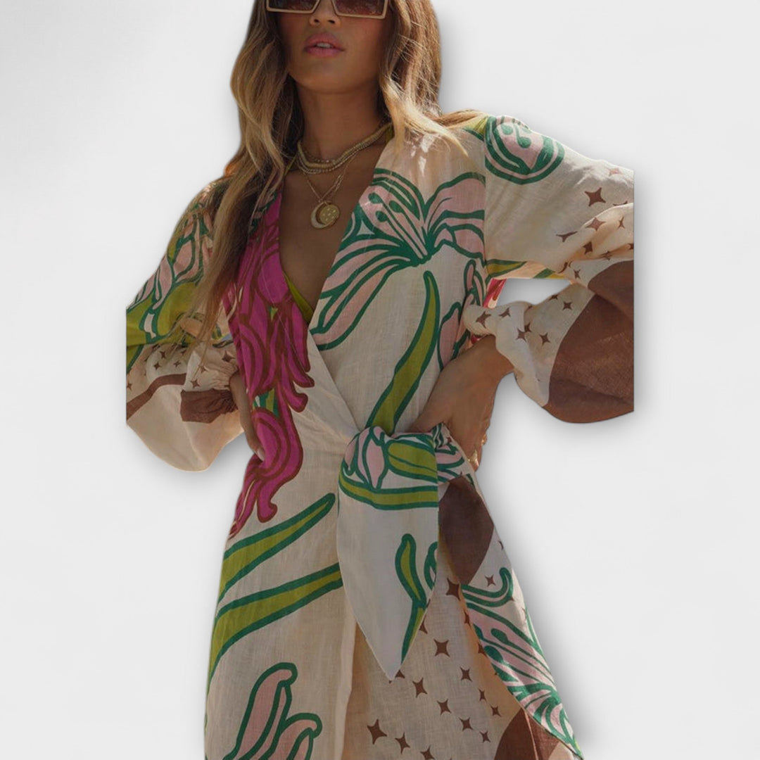 Tracey - Robe maxi avec ceinture à la taille