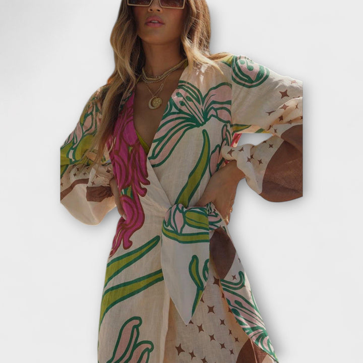 Tracey - Robe maxi avec ceinture à la taille