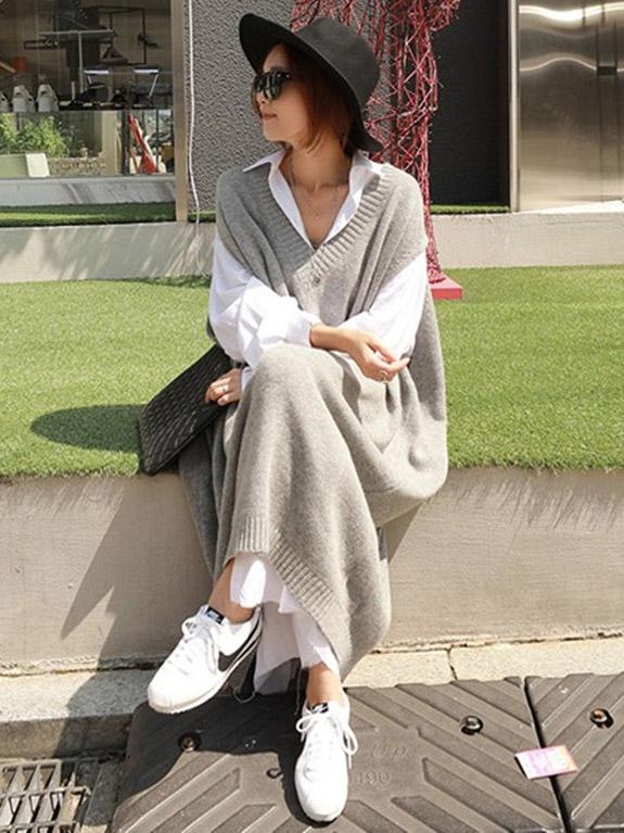 Gilet ample en laine col V