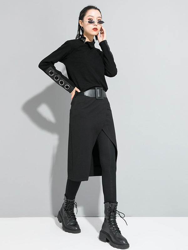 Effet deux pièces - Jupe-culotte unie à empiècements