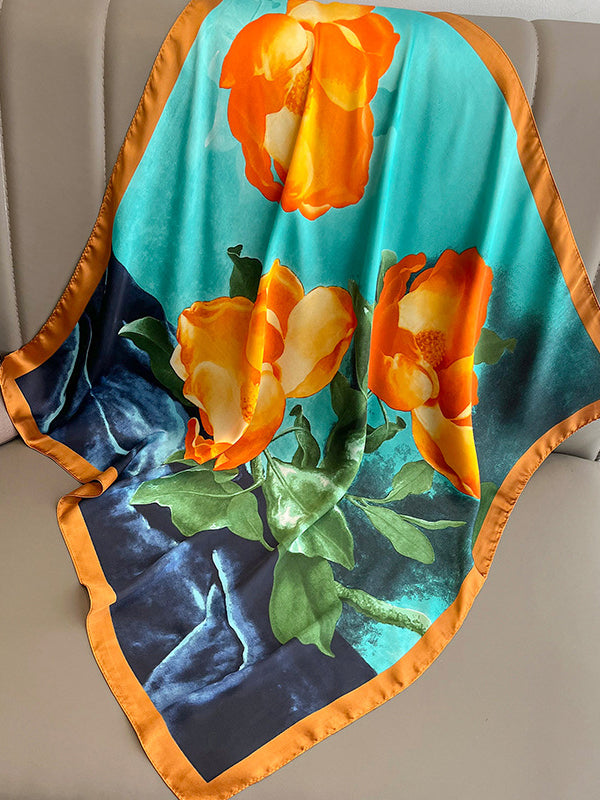 Écharpe carrée à imprimé floral