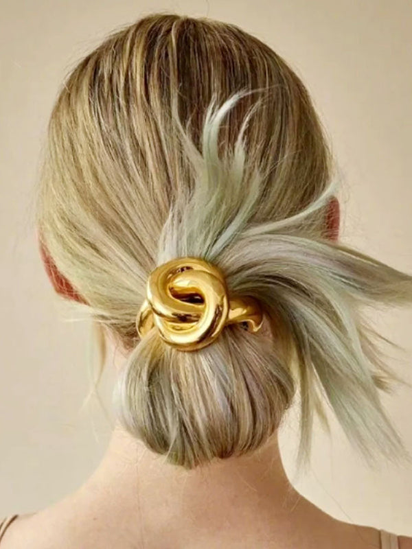 Élastique à cheveux minimaliste avec nœud en métal