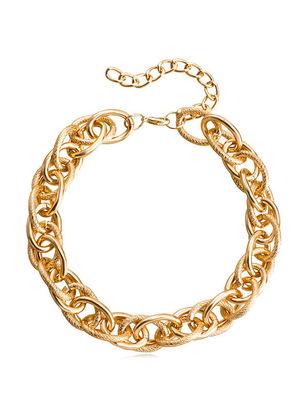 Parure collier et bracelet ajourée couleur unie