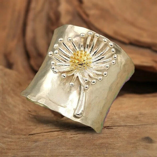 Bague large en fleur de pâquerette