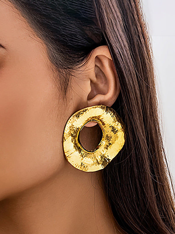 Boucles d'oreilles pendantes géométriques ajourées couleur unie