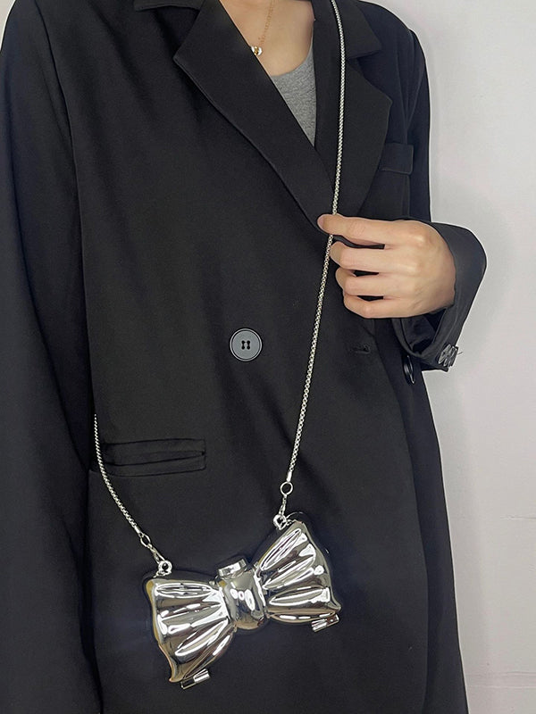 Sac géométrique brillant à chaîne, couleur unie
