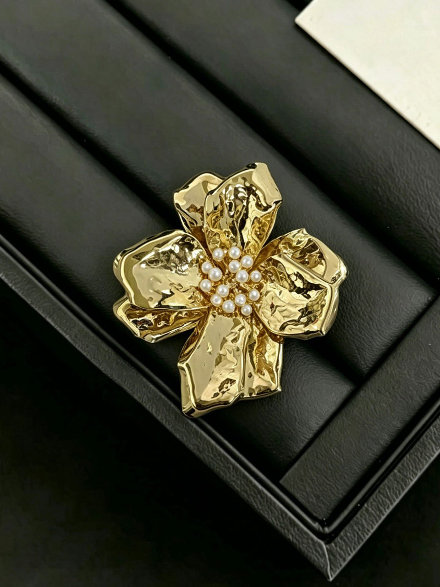 Broche en forme de fleur, couleur unie