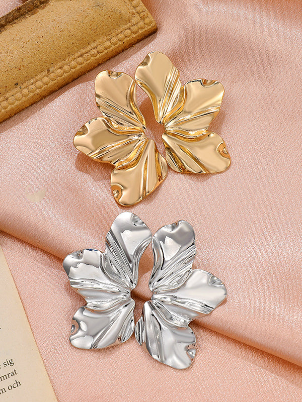 Boucles d'oreilles en forme de fleur, couleur unie