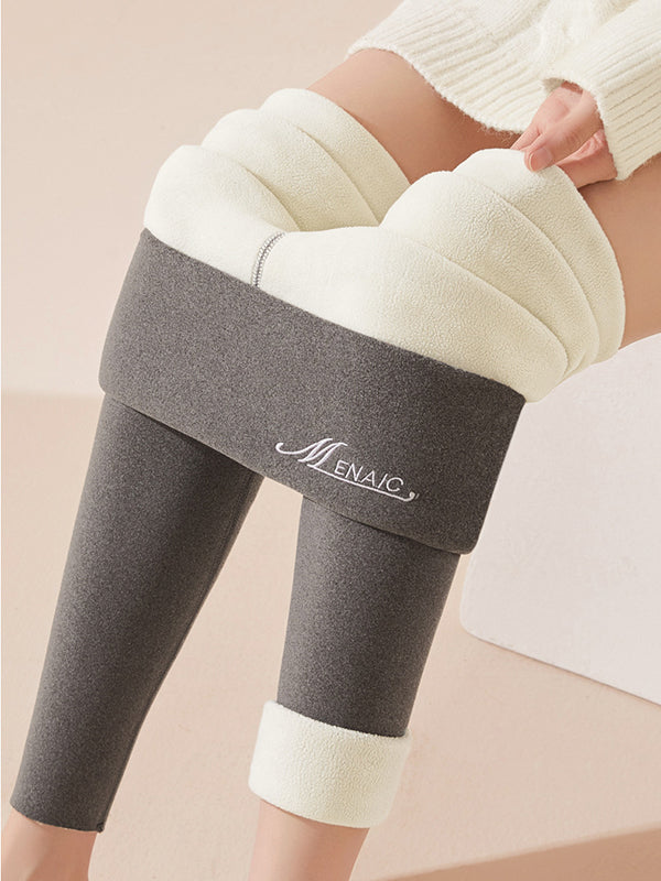 Legging décontracté à imprimé lettres, couleur unie
