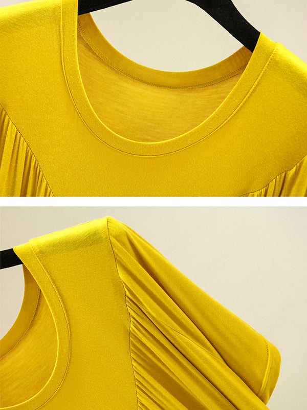 Robe pyjama ample en modal plissée de couleur unie