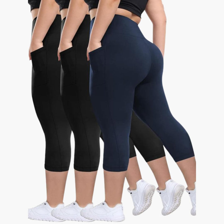 Ensemble de Leggings Capri - Pour Femmes Taille Haute Sport