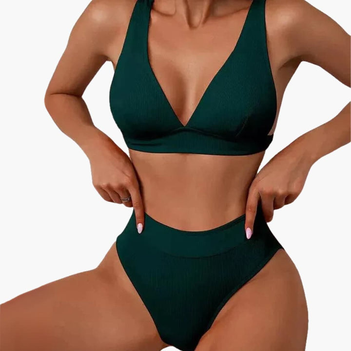 Ensemble de bikini pour femmes à rayures avec bretelles larges pour l'été