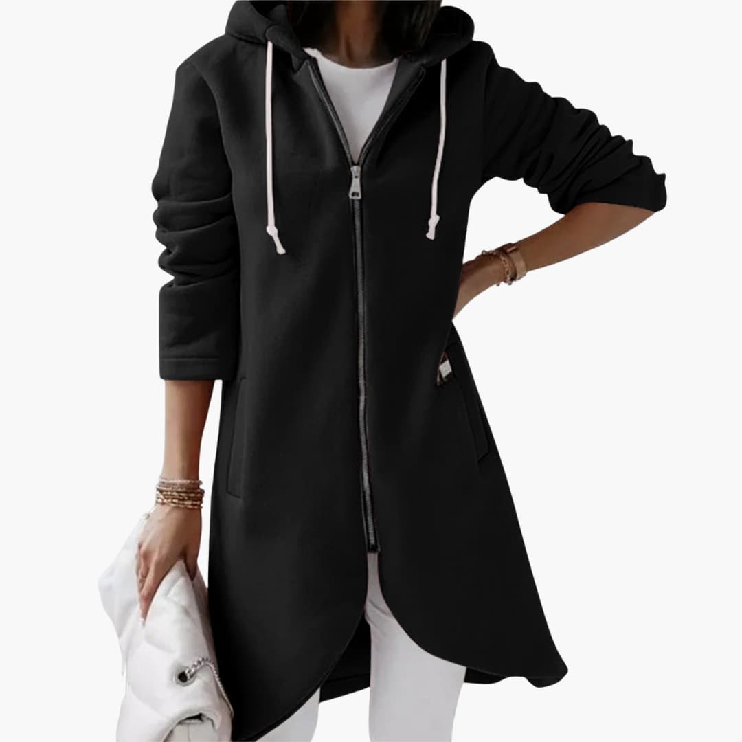 Hoodie long zippé pour femmes