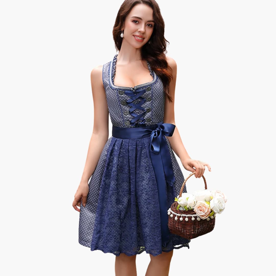 Robe dirndl avec tablier en dentelle pour femmes - Oktoberfest 2025